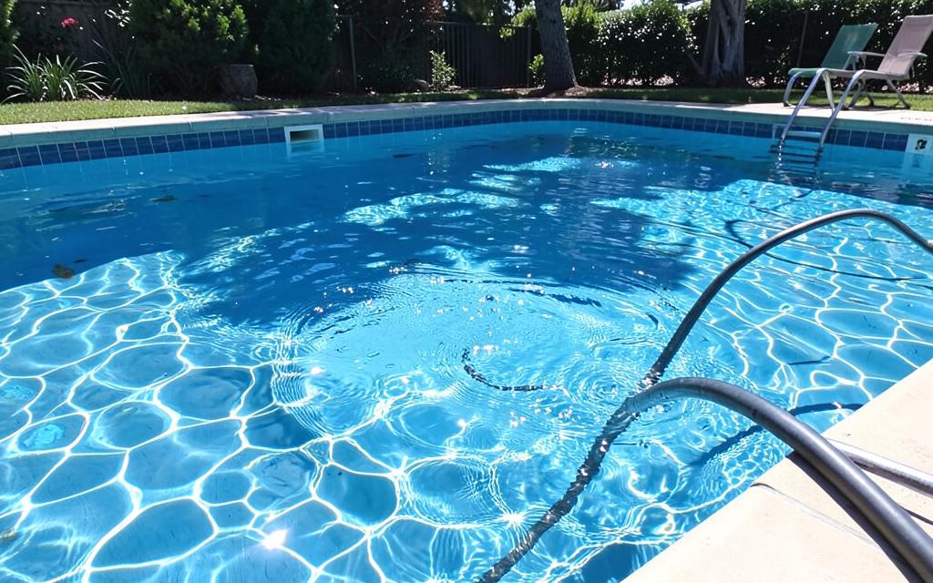 Piscina sendo enchida com água limpa